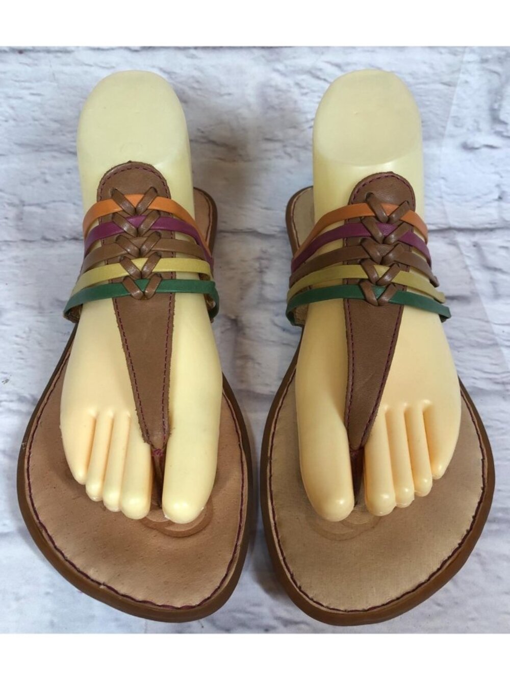 Born Womens 10/ 42 Hoda Citrus Multi Flat Thong Flip Flop Sandals